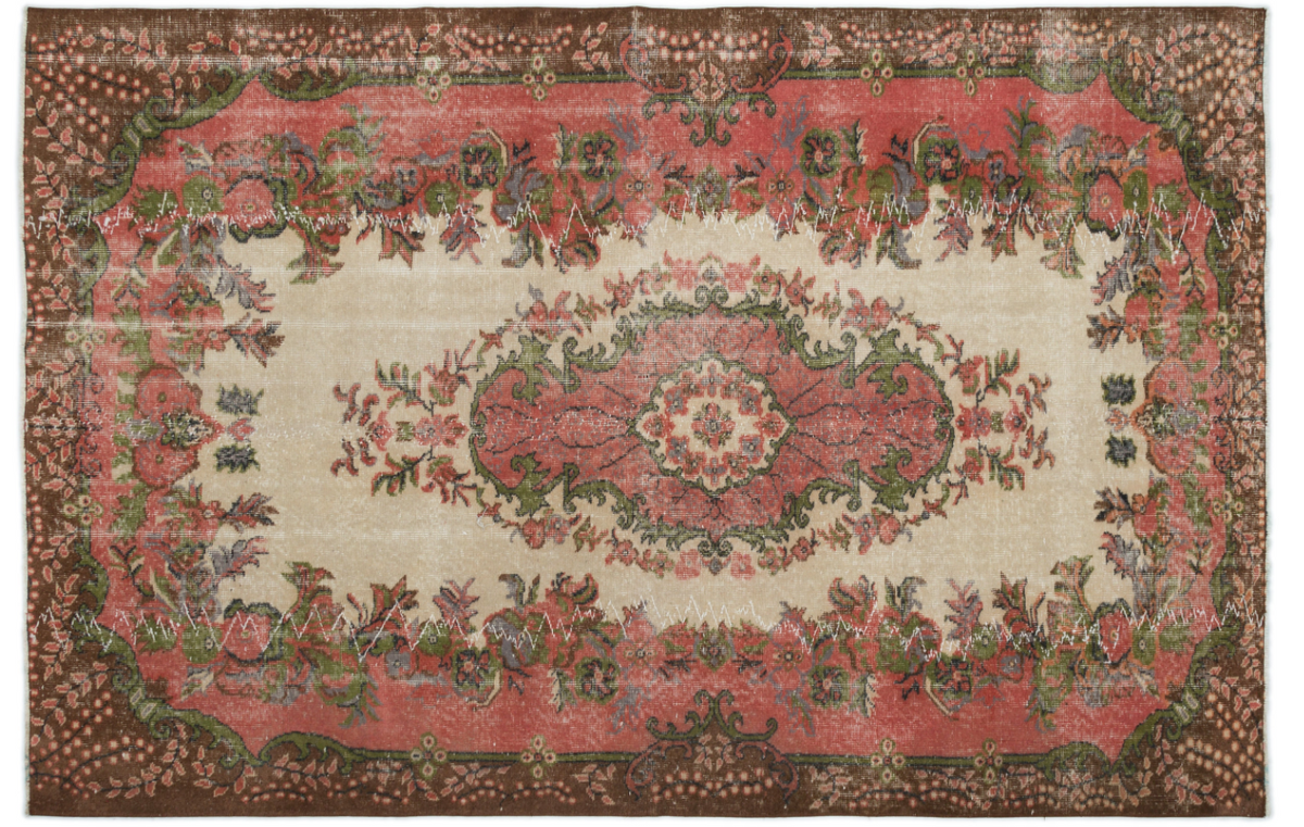 Traditional Design Natural Aged Vintage Rug 5&#39;5&#39;&#39; x 8&#39;3&#39;&#39; ft 164 x 252 cm
