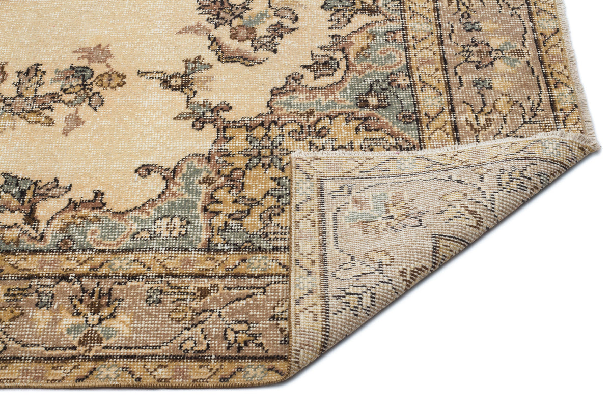 Beige Over Dyed Vintage Rug 5&#39;7&#39;&#39; x 10&#39;6&#39;&#39; ft 171 x 320 cm