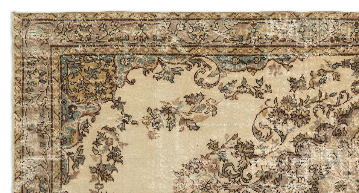 Beige Over Dyed Vintage Rug 5&#39;7&#39;&#39; x 10&#39;6&#39;&#39; ft 171 x 320 cm