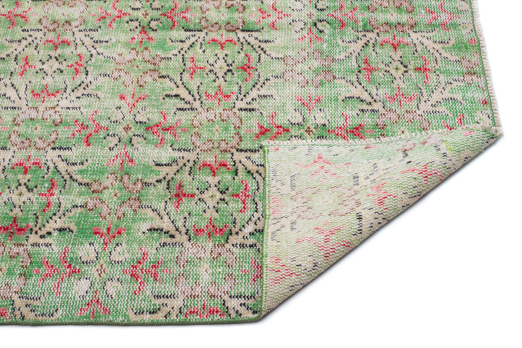 Green Over Dyed Vintage Rug 4'7'' x 8'1'' ft 140 x 246 cm