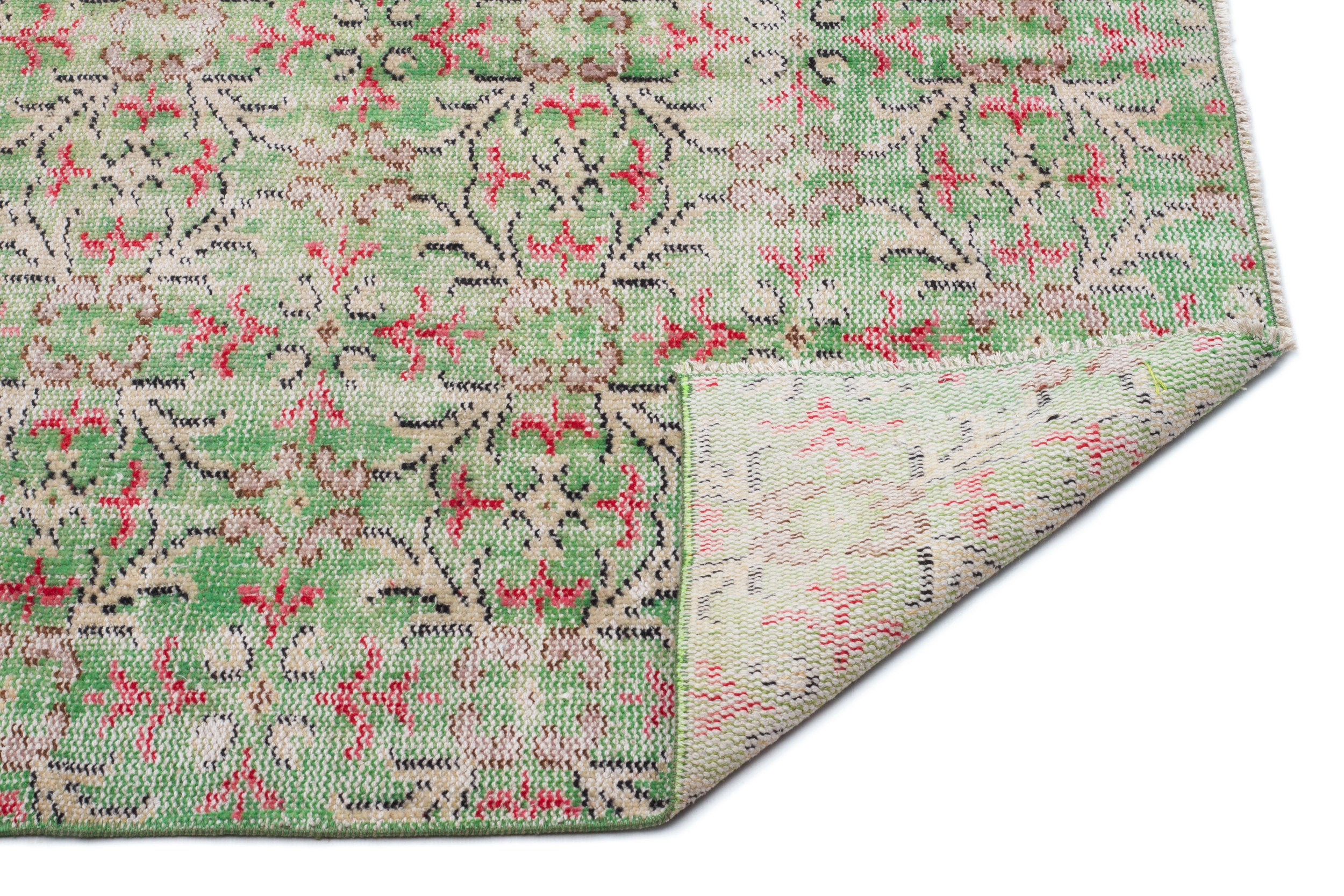 Green Over Dyed Vintage Rug 4'7'' x 8'1'' ft 140 x 246 cm