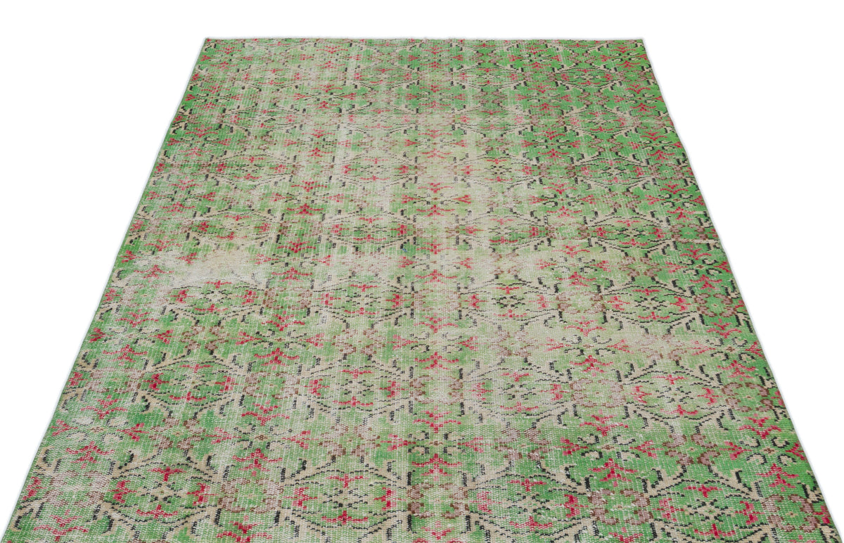 Green Over Dyed Vintage Rug 4&#39;7&#39;&#39; x 8&#39;1&#39;&#39; ft 140 x 246 cm