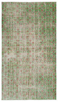 Green Over Dyed Vintage Rug 4'7'' x 8'1'' ft 140 x 246 cm
