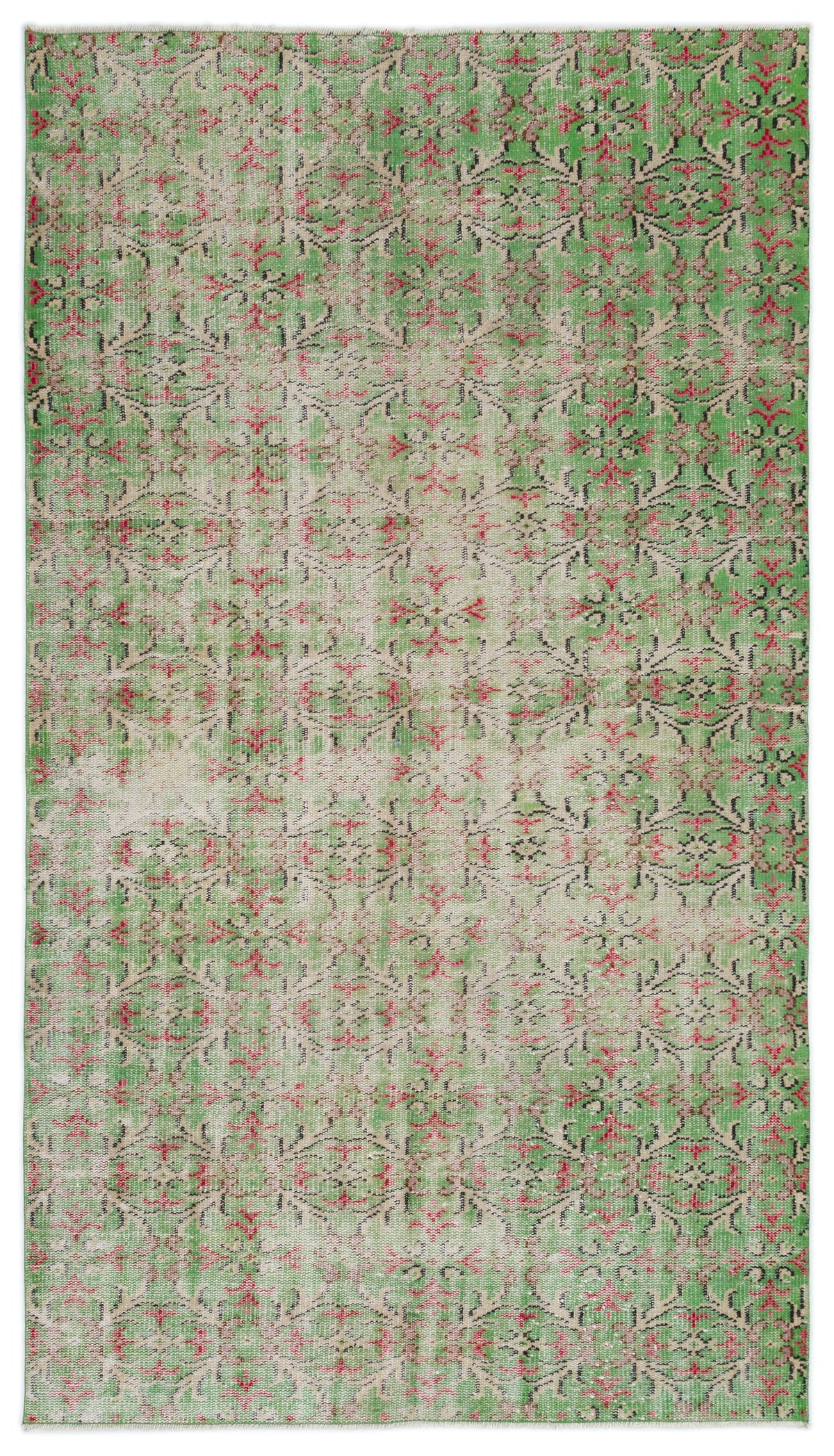 Green Over Dyed Vintage Rug 4&#39;7&#39;&#39; x 8&#39;1&#39;&#39; ft 140 x 246 cm