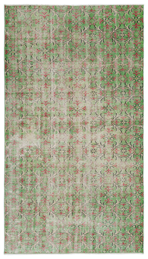 Green Over Dyed Vintage Rug 4'7'' x 8'1'' ft 140 x 246 cm