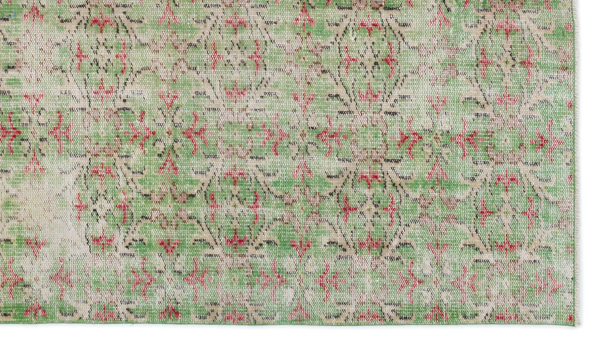 Green Over Dyed Vintage Rug 4&#39;7&#39;&#39; x 8&#39;1&#39;&#39; ft 140 x 246 cm