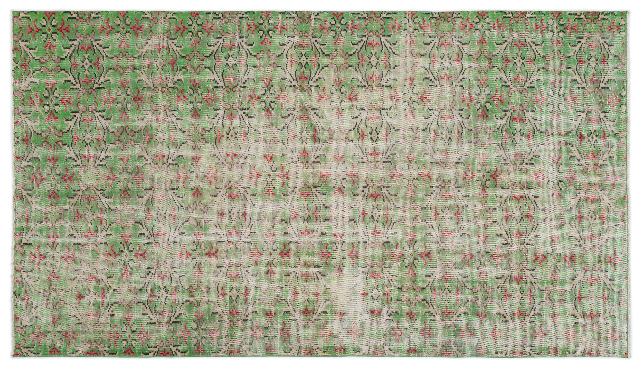 Green Over Dyed Vintage Rug 4'7'' x 8'1'' ft 140 x 246 cm