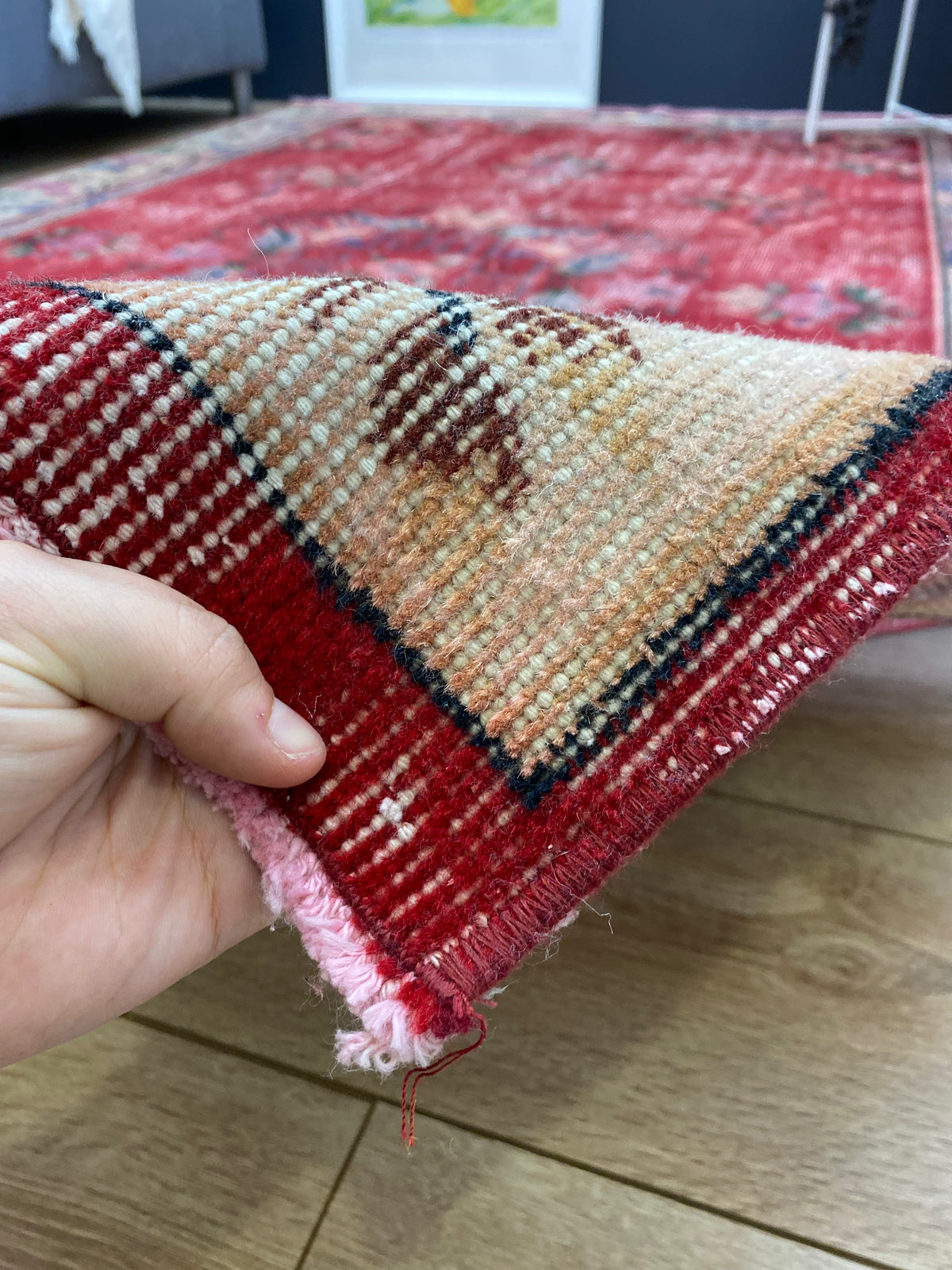 Traditional Design Floral Over Dyed Vintage Rug 5&#39;10&#39;&#39; x 9&#39;2&#39;&#39; ft 177 x 280 cm