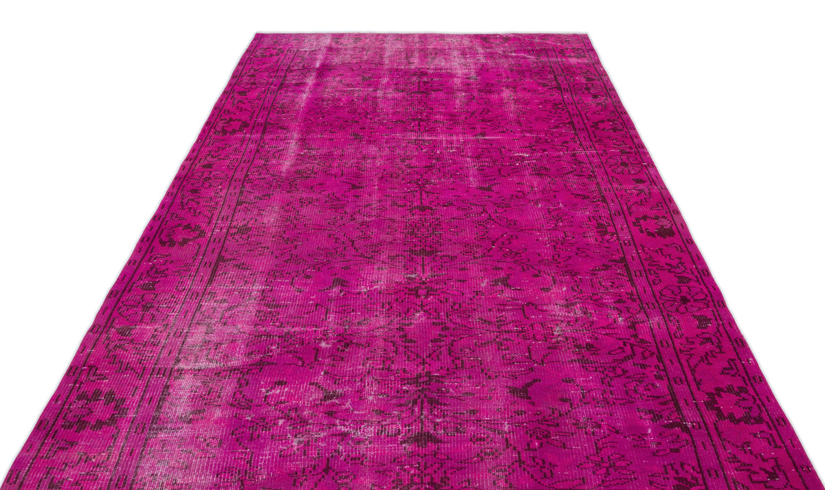 Fuchsia Over Dyed Vintage Rug 6&#39;2&#39;&#39; x 9&#39;3&#39;&#39; ft 188 x 283 cm