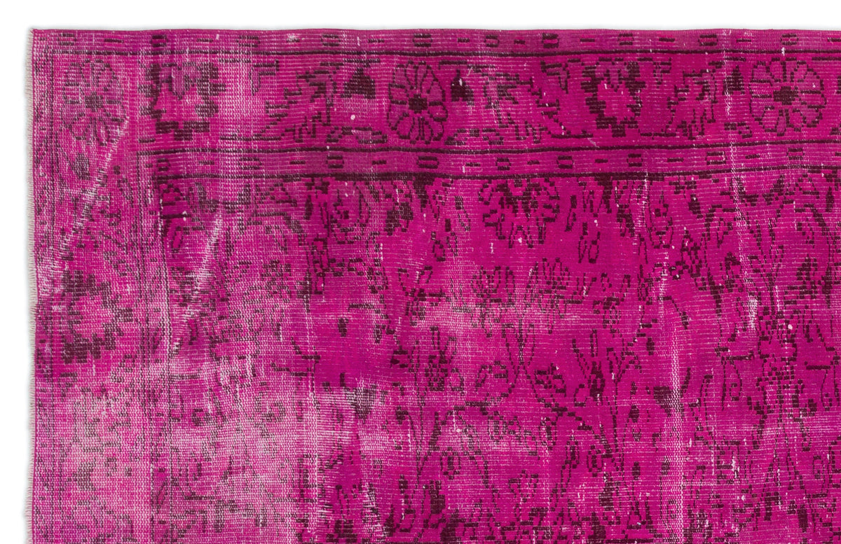 Fuchsia Over Dyed Vintage Rug 6&#39;2&#39;&#39; x 9&#39;3&#39;&#39; ft 188 x 283 cm