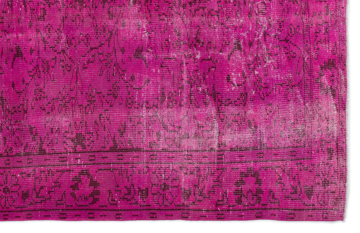 Fuchsia Over Dyed Vintage Rug 6&#39;2&#39;&#39; x 9&#39;3&#39;&#39; ft 188 x 283 cm