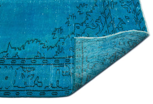 Turquoise  Over Dyed Vintage Rug 5'9'' x 9'4'' ft 174 x 285 cm