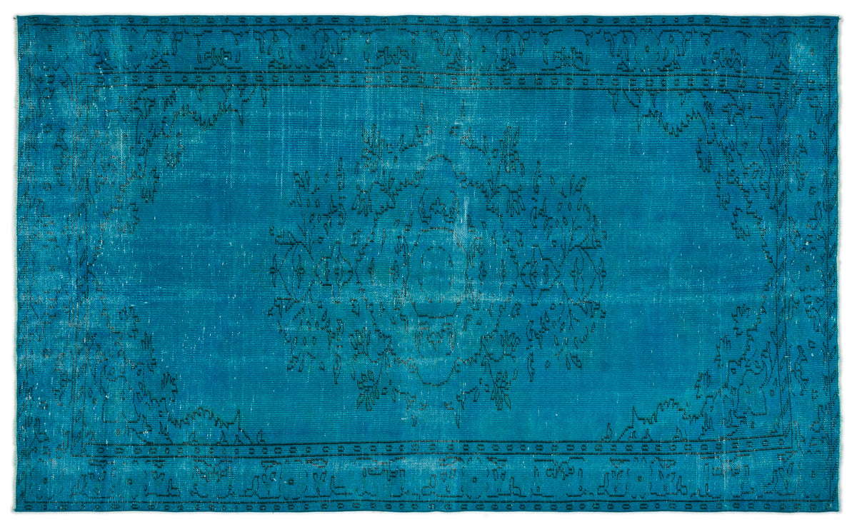 Turquoise  Over Dyed Vintage Rug 5&#39;9&#39;&#39; x 9&#39;4&#39;&#39; ft 174 x 285 cm