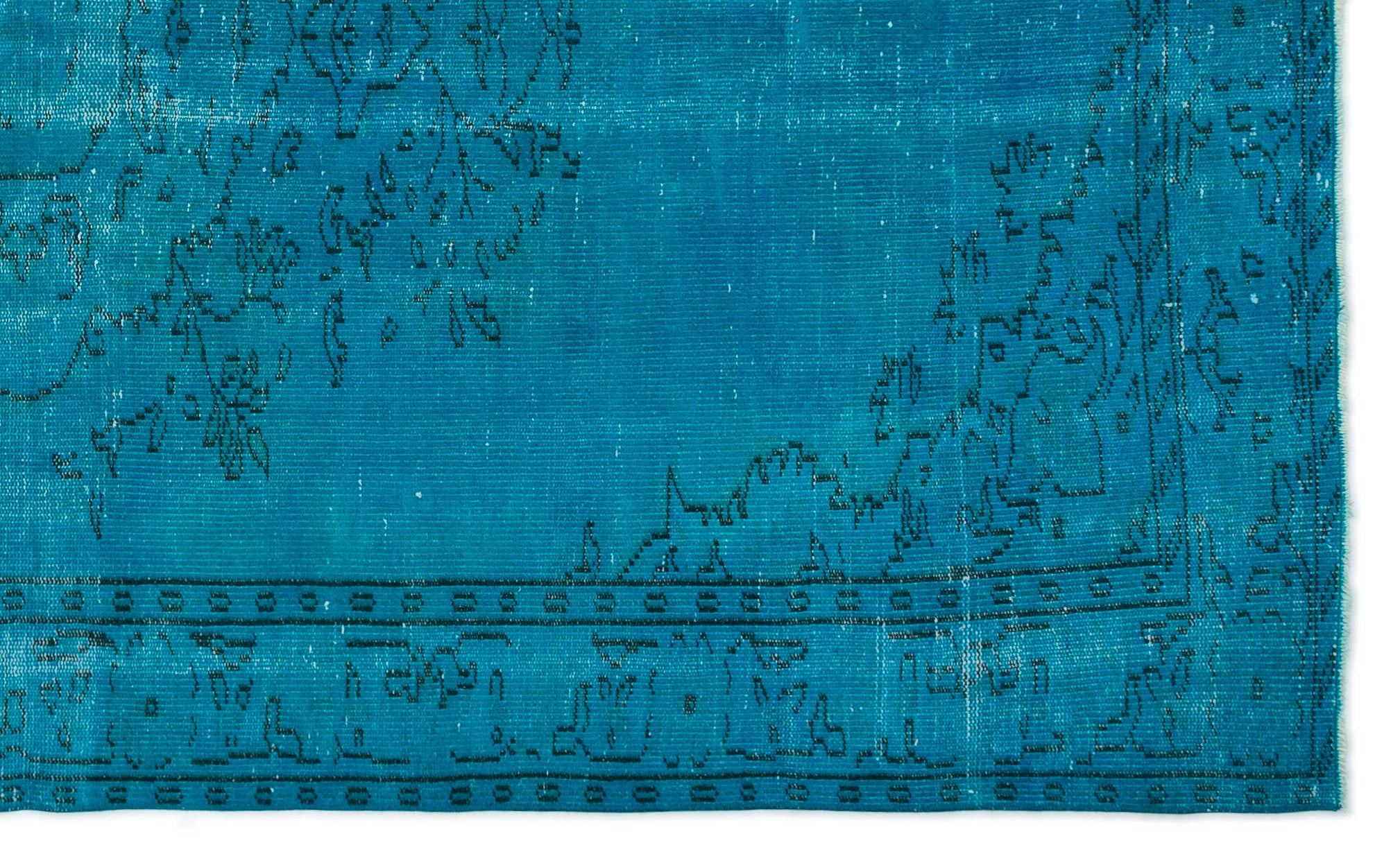 Turquoise  Over Dyed Vintage Rug 5'9'' x 9'4'' ft 174 x 285 cm