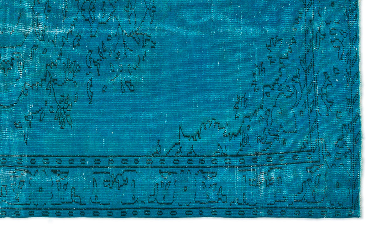 Turquoise  Over Dyed Vintage Rug 5&#39;9&#39;&#39; x 9&#39;4&#39;&#39; ft 174 x 285 cm