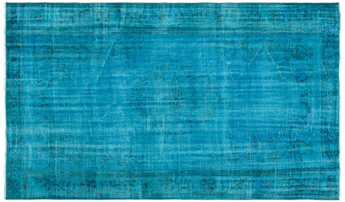 Traditional Design Turquoise Over Dyed Vintage Rug 5&#39;11&#39;&#39; x 10&#39;1&#39;&#39; ft 181 x 308 cm