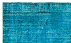 Turquoise  Over Dyed Vintage Rug 5'11'' x 10'1'' ft 181 x 308 cm