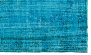 Turquoise  Over Dyed Vintage Rug 5'11'' x 10'1'' ft 181 x 308 cm