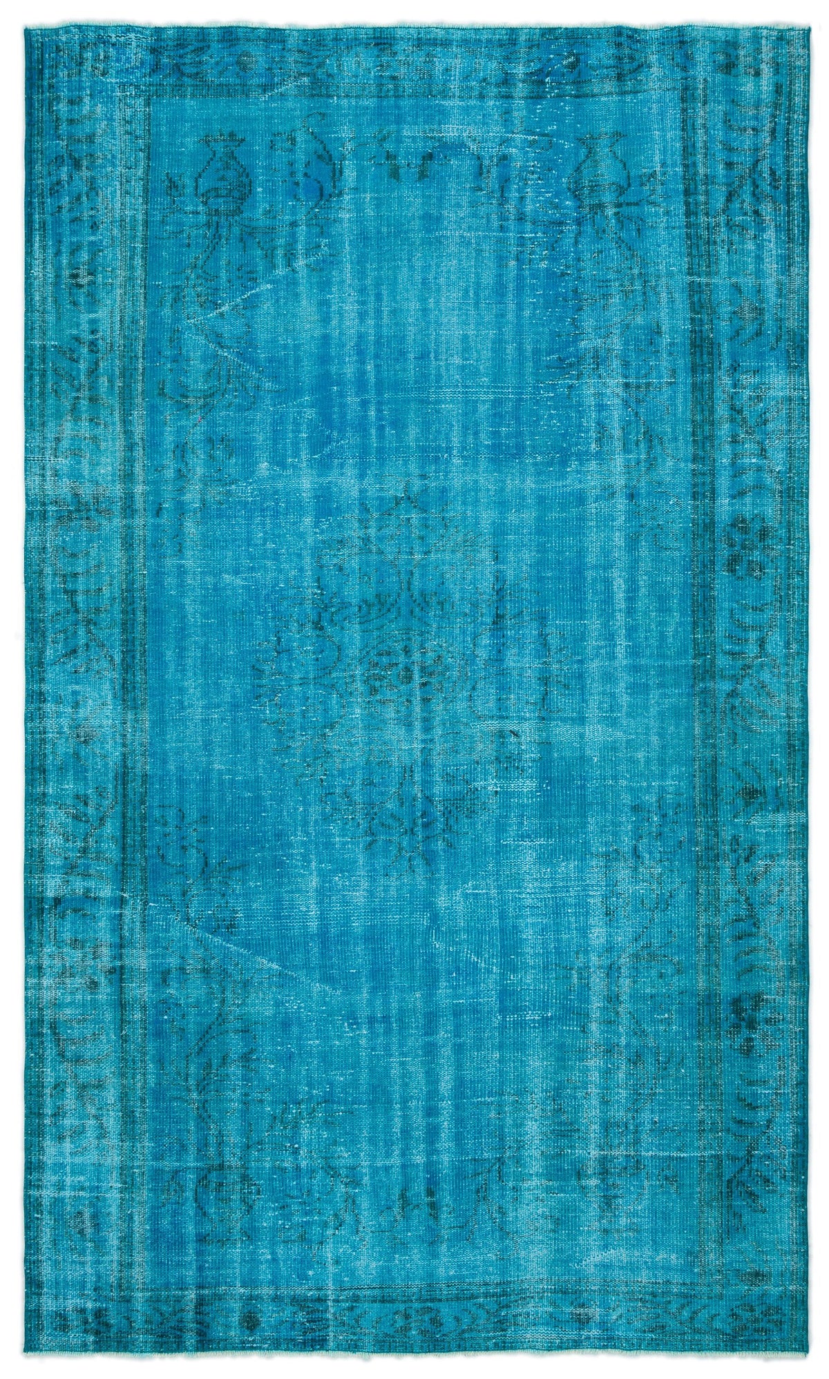 Turquoise  Over Dyed Vintage Rug 5&#39;11&#39;&#39; x 10&#39;1&#39;&#39; ft 181 x 308 cm