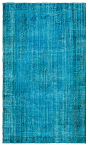Turquoise  Over Dyed Vintage Rug 5'11'' x 10'1'' ft 181 x 308 cm