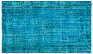 Traditional Design Turquoise Over Dyed Vintage Rug 5'11'' x 10'1'' ft 181 x 308 cm