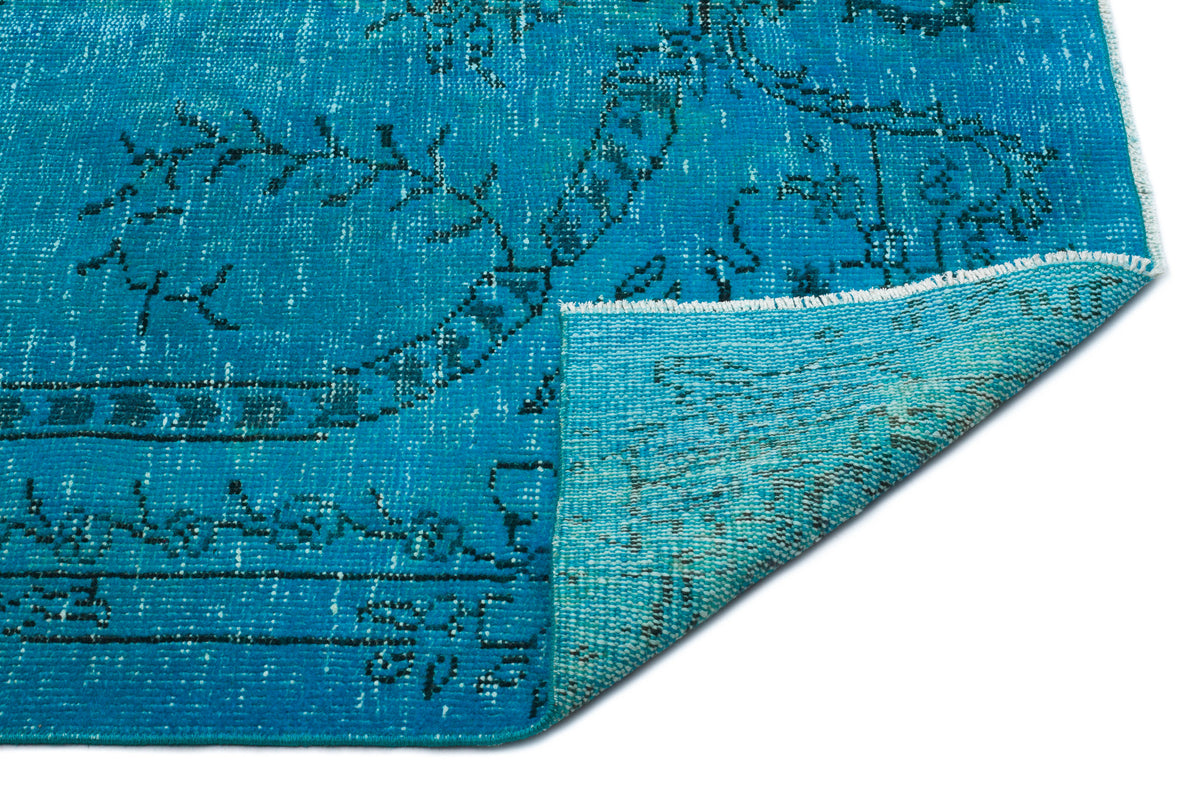 Turquoise  Over Dyed Vintage Rug 5&#39;2&#39;&#39; x 9&#39;3&#39;&#39; ft 157 x 283 cm