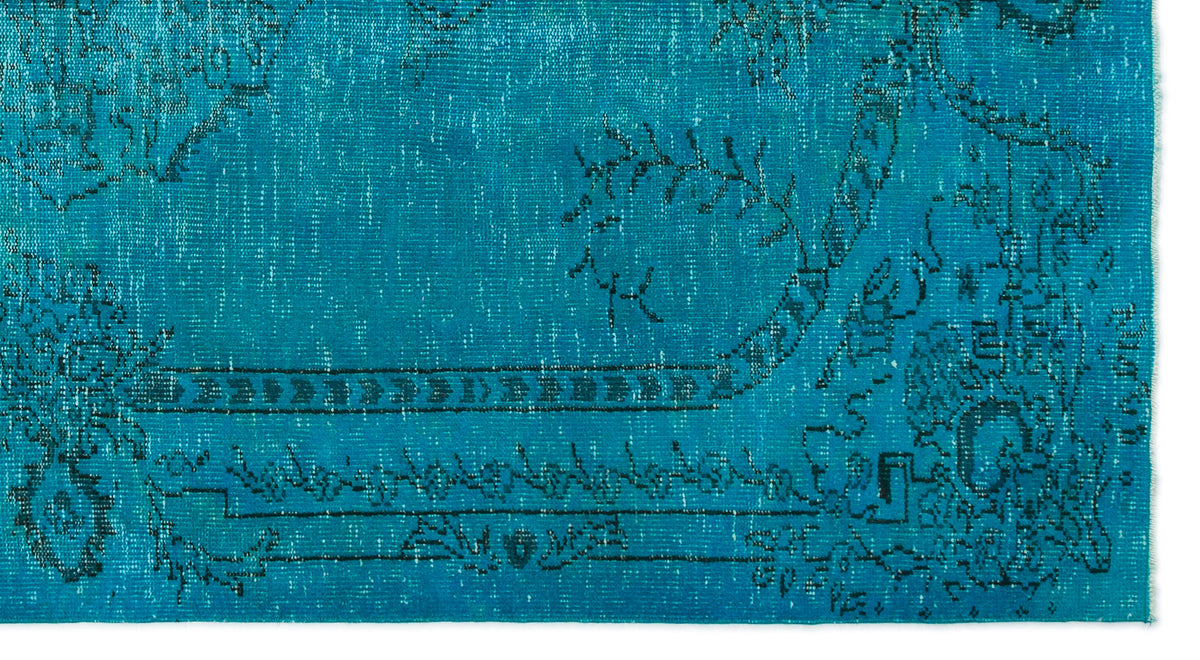 Turquoise  Over Dyed Vintage Rug 5&#39;2&#39;&#39; x 9&#39;3&#39;&#39; ft 157 x 283 cm