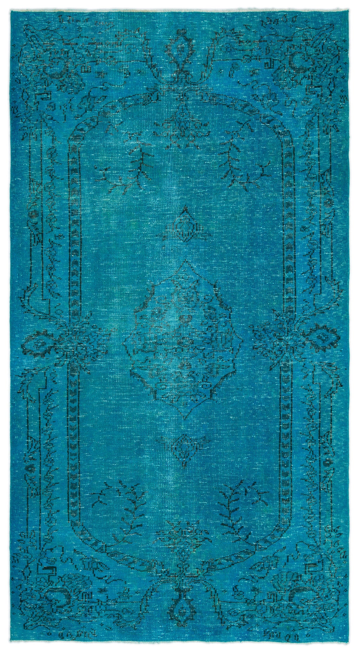 Turquoise  Over Dyed Vintage Rug 5&#39;2&#39;&#39; x 9&#39;3&#39;&#39; ft 157 x 283 cm