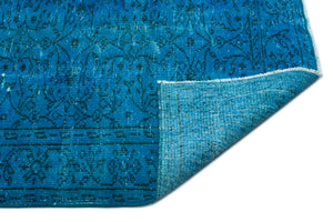 Turquoise  Over Dyed Vintage Rug 5'9'' x 8'8'' ft 174 x 265 cm