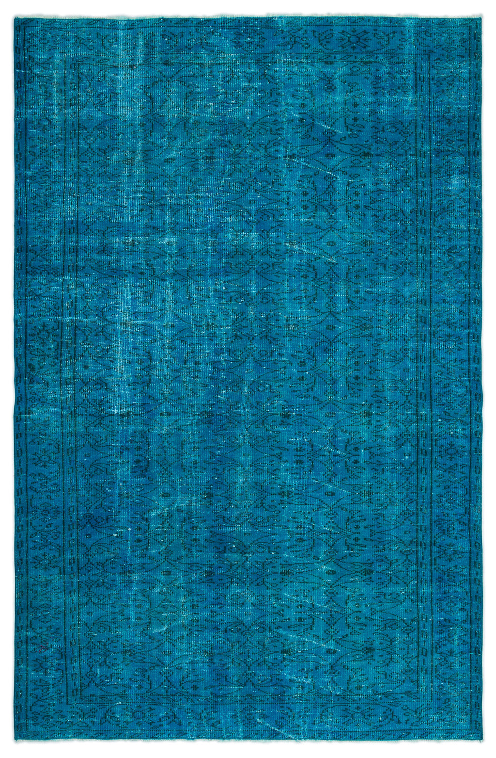 Turquoise  Over Dyed Vintage Rug 5'9'' x 8'8'' ft 174 x 265 cm
