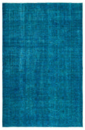 Turquoise  Over Dyed Vintage Rug 5'9'' x 8'8'' ft 174 x 265 cm