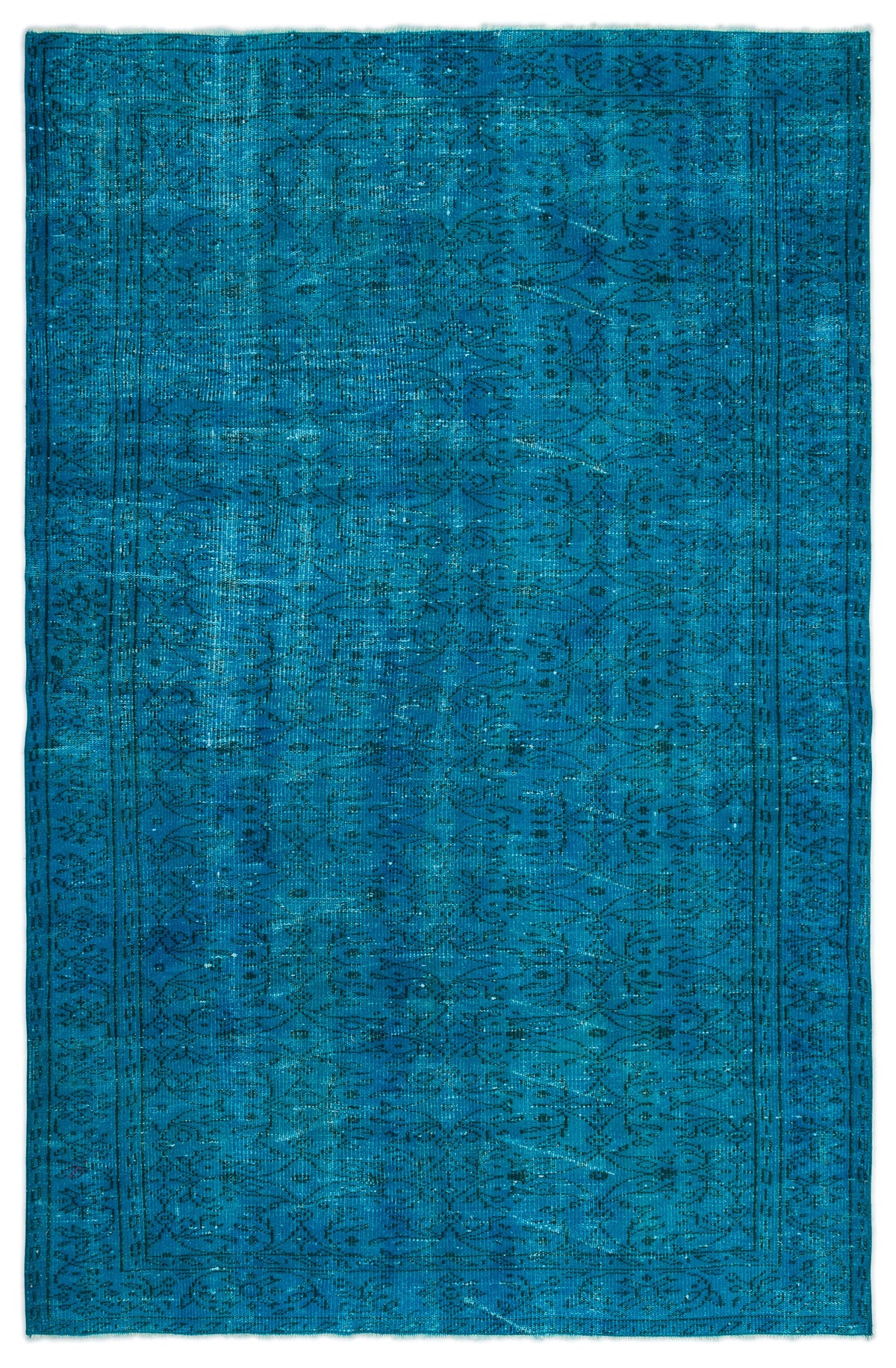 Turquoise  Over Dyed Vintage Rug 5&#39;9&#39;&#39; x 8&#39;8&#39;&#39; ft 174 x 265 cm