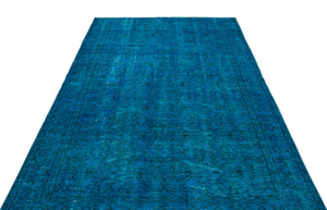 Turquoise  Over Dyed Vintage Rug 5'9'' x 8'8'' ft 174 x 265 cm