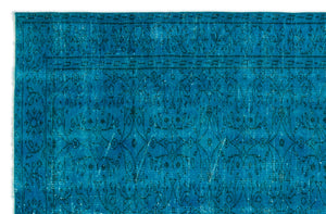 Turquoise  Over Dyed Vintage Rug 5'9'' x 8'8'' ft 174 x 265 cm