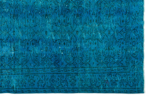 Turquoise  Over Dyed Vintage Rug 5'9'' x 8'8'' ft 174 x 265 cm