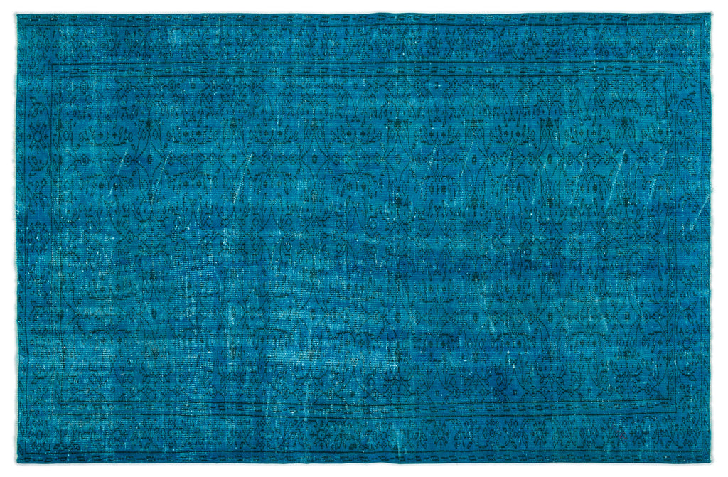 Turquoise  Over Dyed Vintage Rug 5'9'' x 8'8'' ft 174 x 265 cm