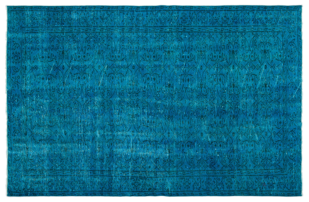 Turquoise  Over Dyed Vintage Rug 5&#39;9&#39;&#39; x 8&#39;8&#39;&#39; ft 174 x 265 cm