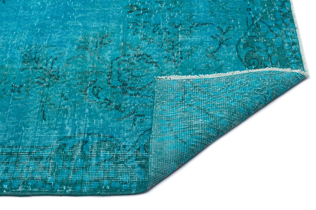 Turquoise  Over Dyed Vintage Rug 6&#39;1&#39;&#39; x 9&#39;0&#39;&#39; ft 185 x 275 cm