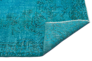 Turquoise  Over Dyed Vintage Rug 6'1'' x 9'0'' ft 185 x 275 cm