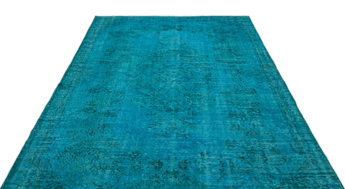 Turquoise  Over Dyed Vintage Rug 6&#39;1&#39;&#39; x 9&#39;0&#39;&#39; ft 185 x 275 cm