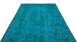 Turquoise  Over Dyed Vintage Rug 6'1'' x 9'0'' ft 185 x 275 cm