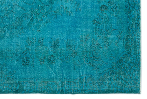 Turquoise  Over Dyed Vintage Rug 6'1'' x 9'0'' ft 185 x 275 cm