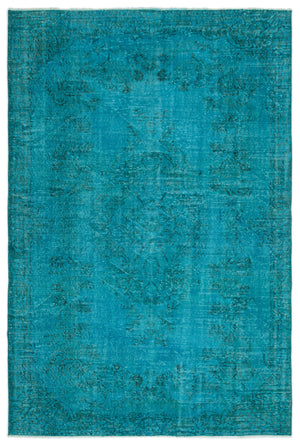 Turquoise  Over Dyed Vintage Rug 6'1'' x 9'0'' ft 185 x 275 cm