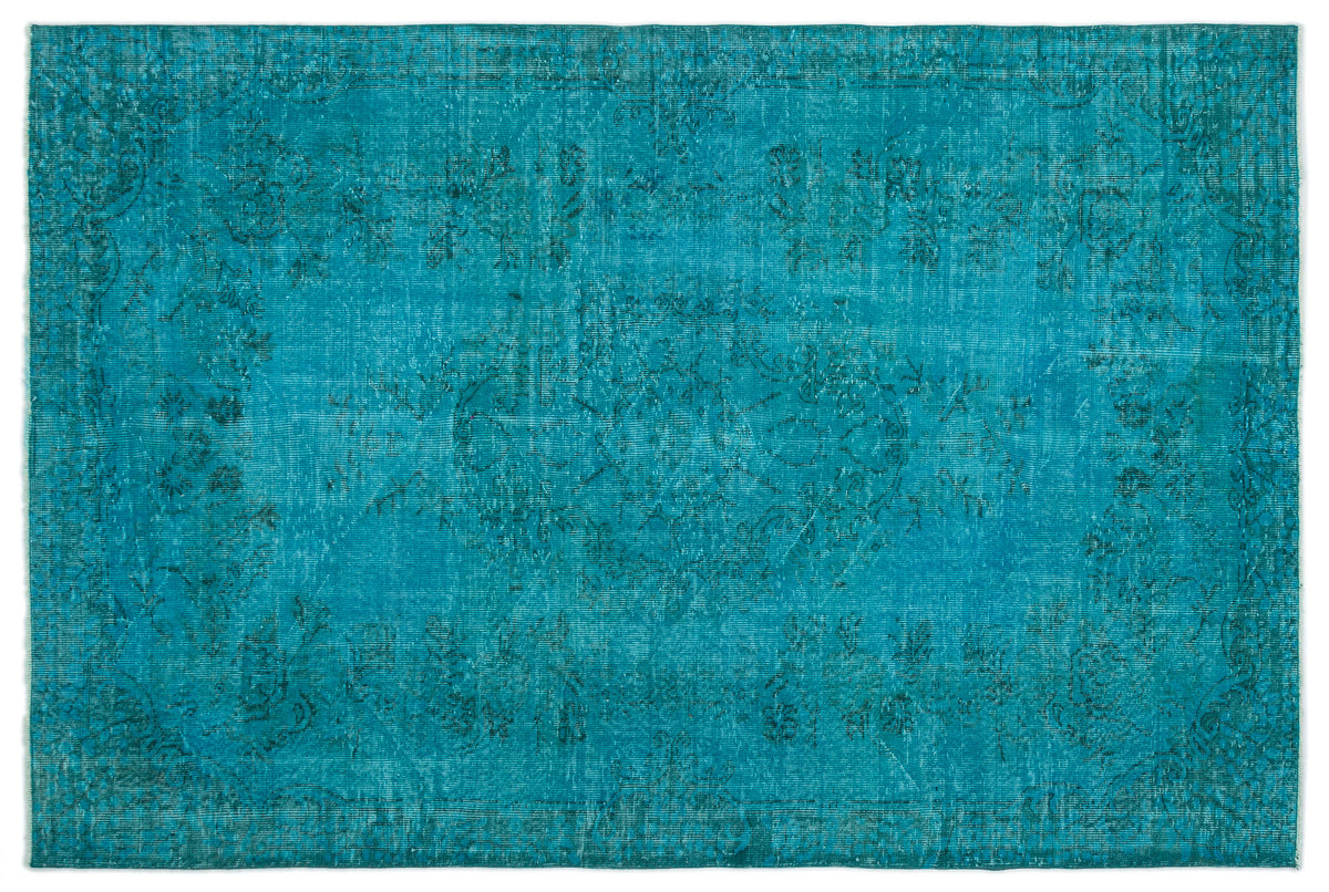 Turquoise  Over Dyed Vintage Rug 6&#39;1&#39;&#39; x 9&#39;0&#39;&#39; ft 185 x 275 cm