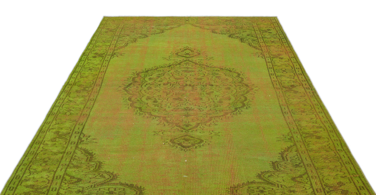 Green Over Dyed Vintage Rug 6&#39;0&#39;&#39; x 8&#39;5&#39;&#39; ft 184 x 257 cm