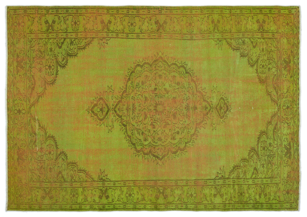 Green Over Dyed Vintage Rug 6'0'' x 8'5'' ft 184 x 257 cm