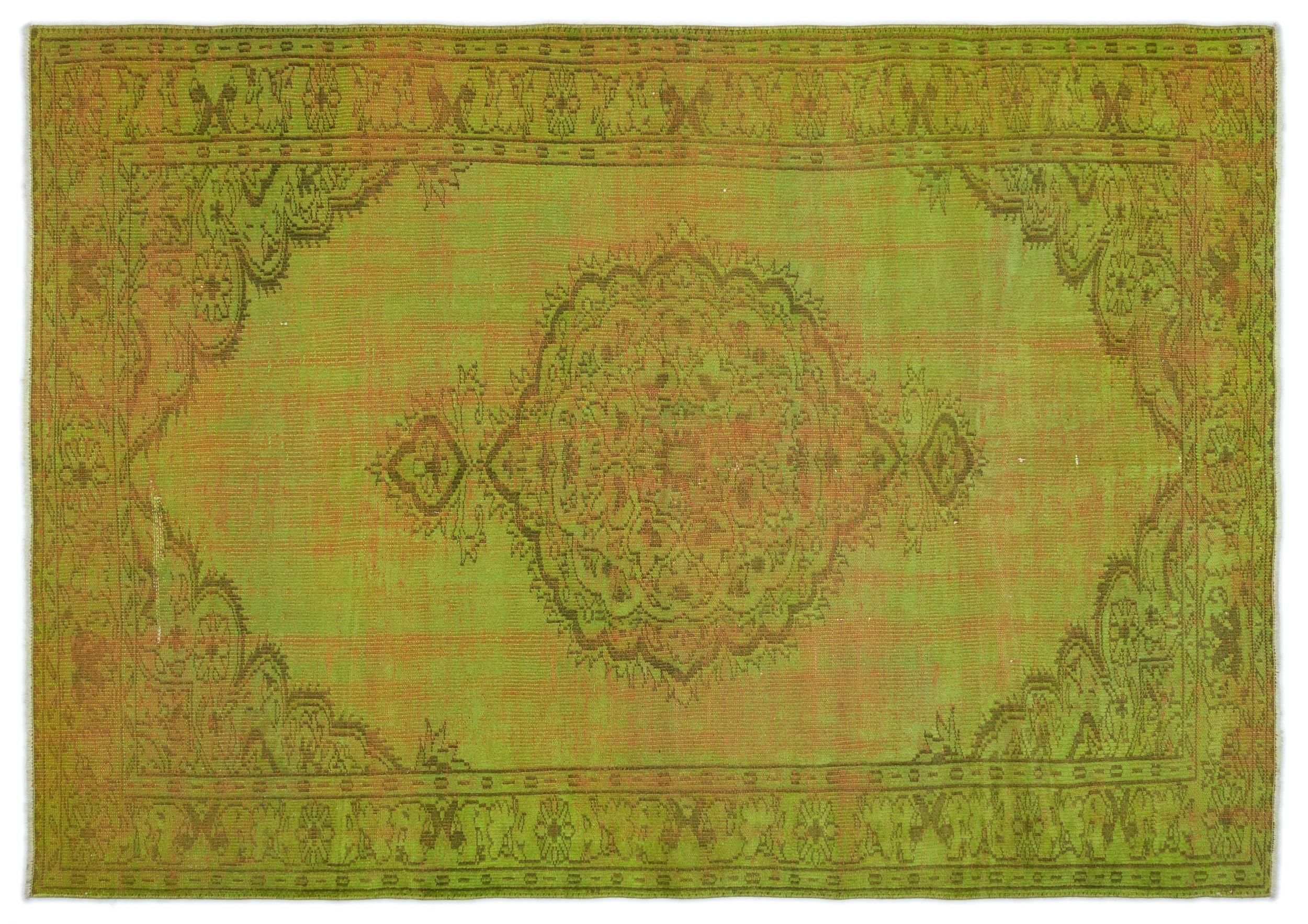 Green Over Dyed Vintage Rug 6'0'' x 8'5'' ft 184 x 257 cm
