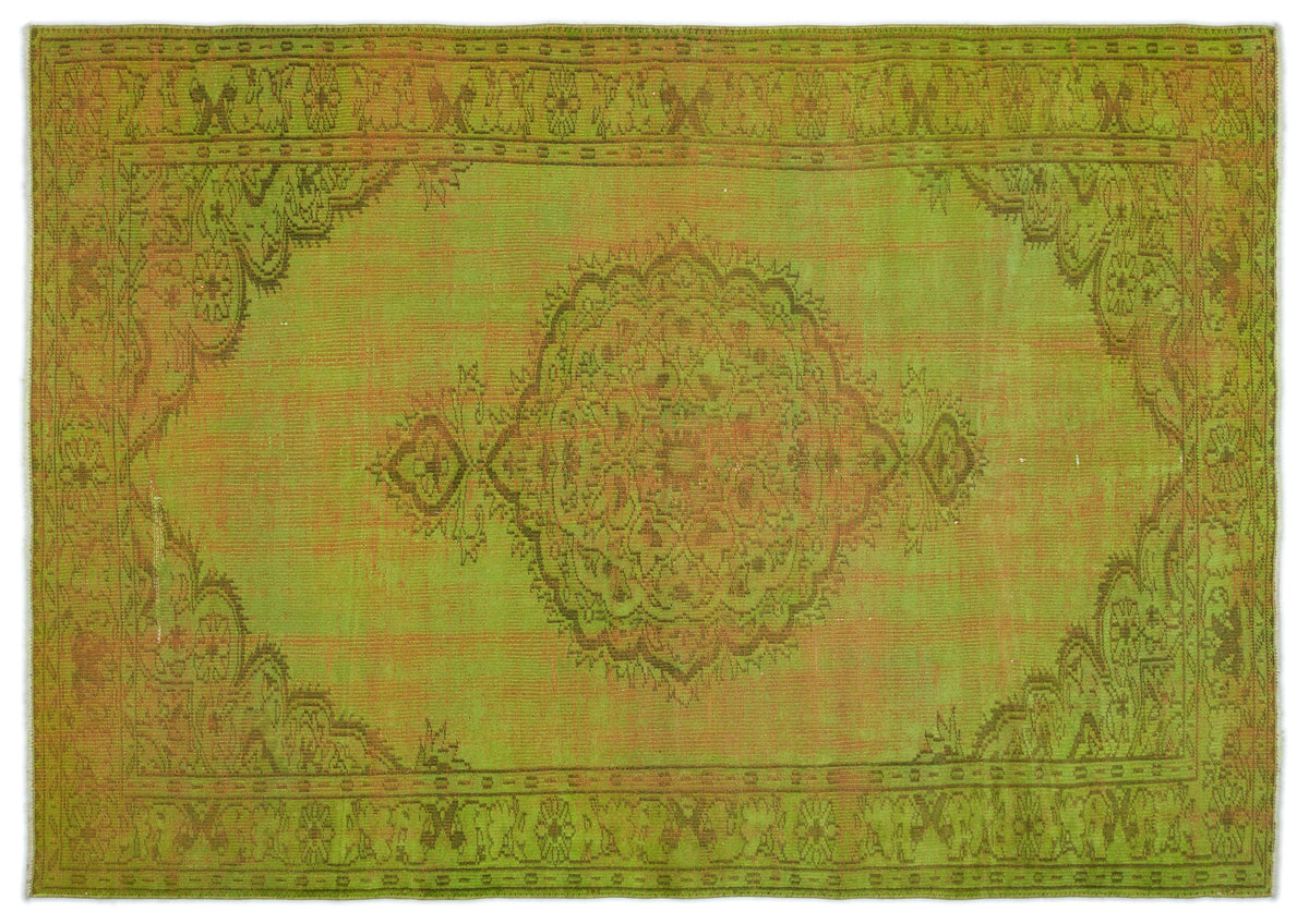 Green Over Dyed Vintage Rug 6&#39;0&#39;&#39; x 8&#39;5&#39;&#39; ft 184 x 257 cm