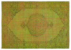 Green Over Dyed Vintage Rug 6'0'' x 8'5'' ft 184 x 257 cm