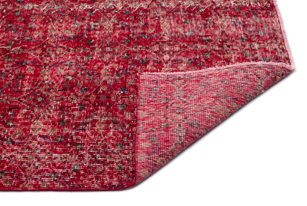 Red Over Dyed Vintage Rug 4&#39;11&#39;&#39; x 9&#39;3&#39;&#39; ft 150 x 281 cm